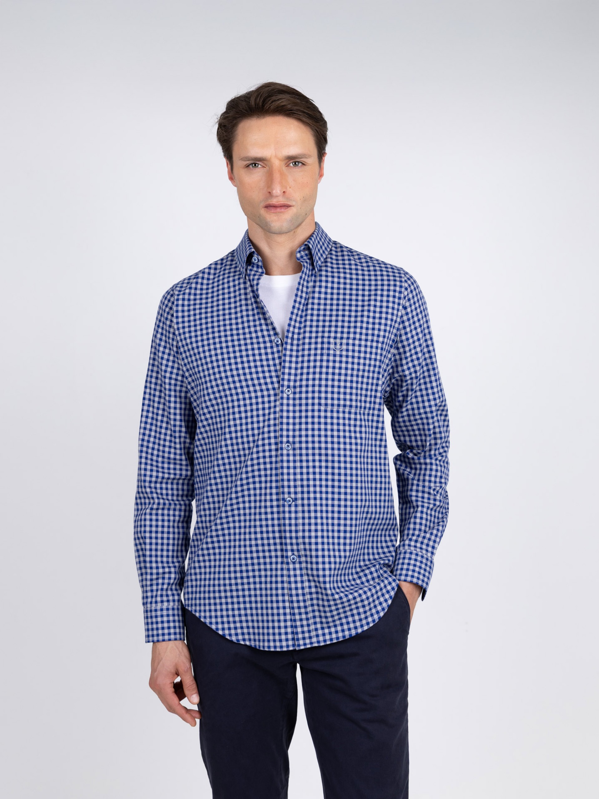 Camisa de algodão padrão xadrez