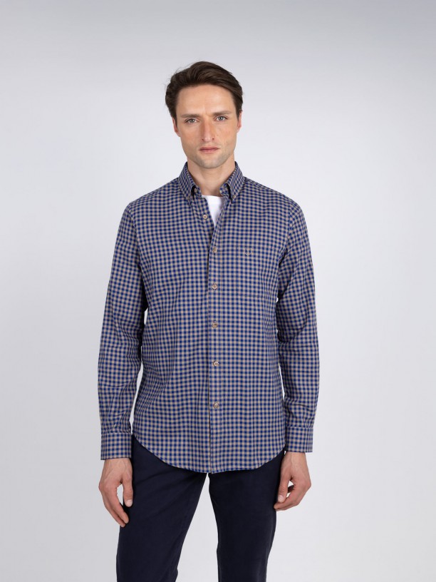 Camisa de algodn con estampado de cuadros