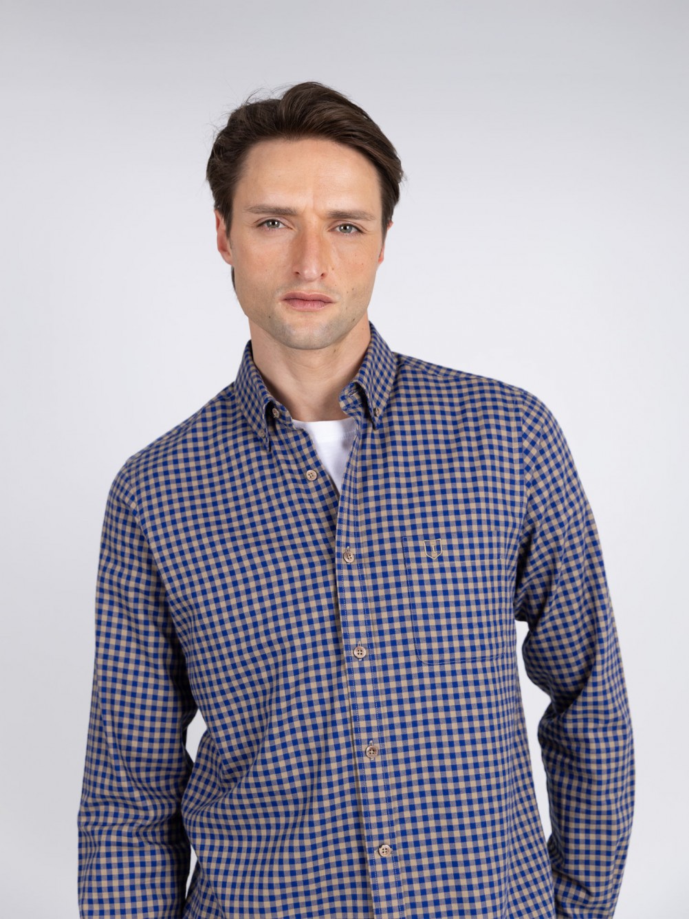 Camisa de algod�o padr�o xadrez