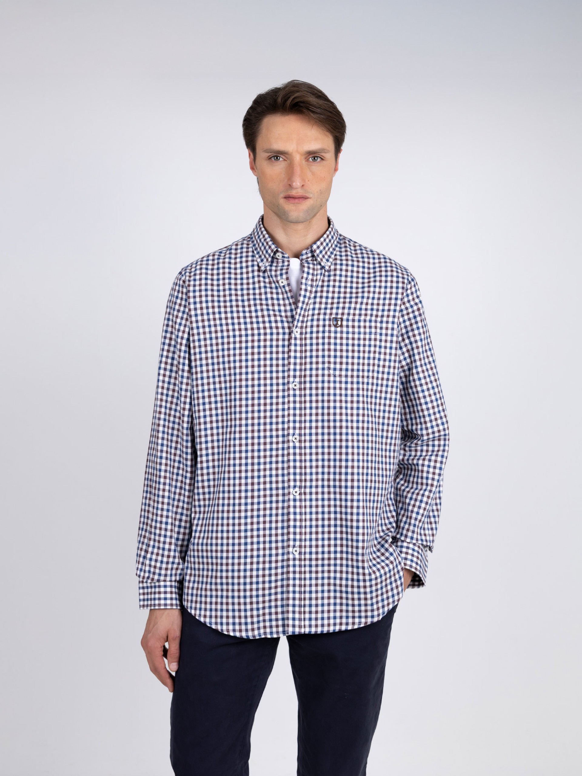 Men's Casual Cotton Shirt - Check Pattern
