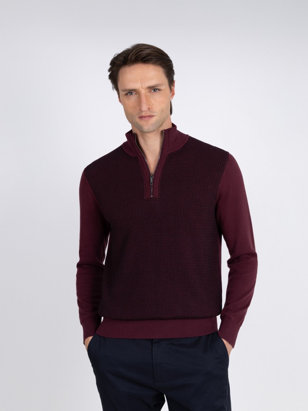 Camisola de meio fecho