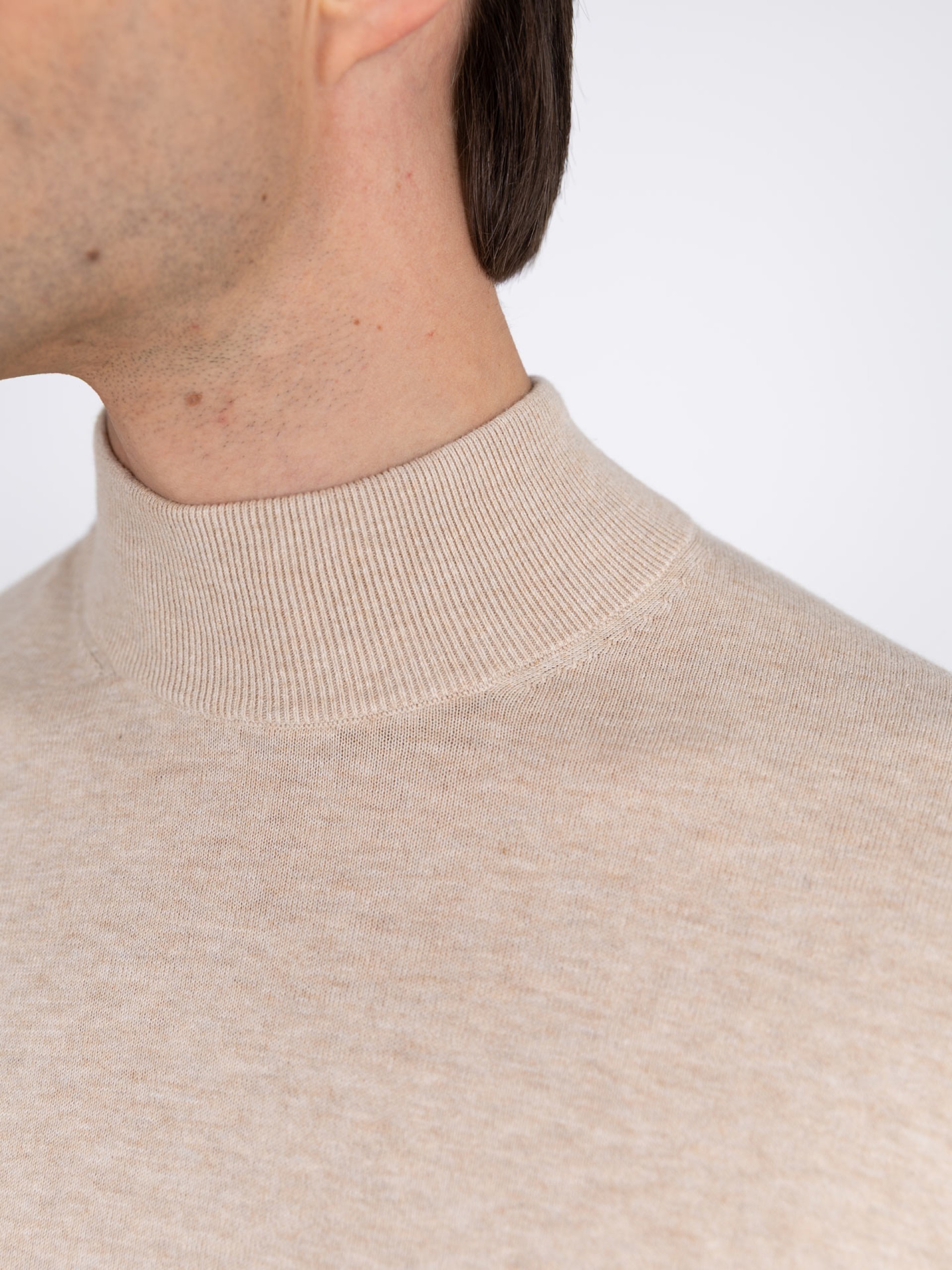 Mock turtleneck cotton cashmere sweater