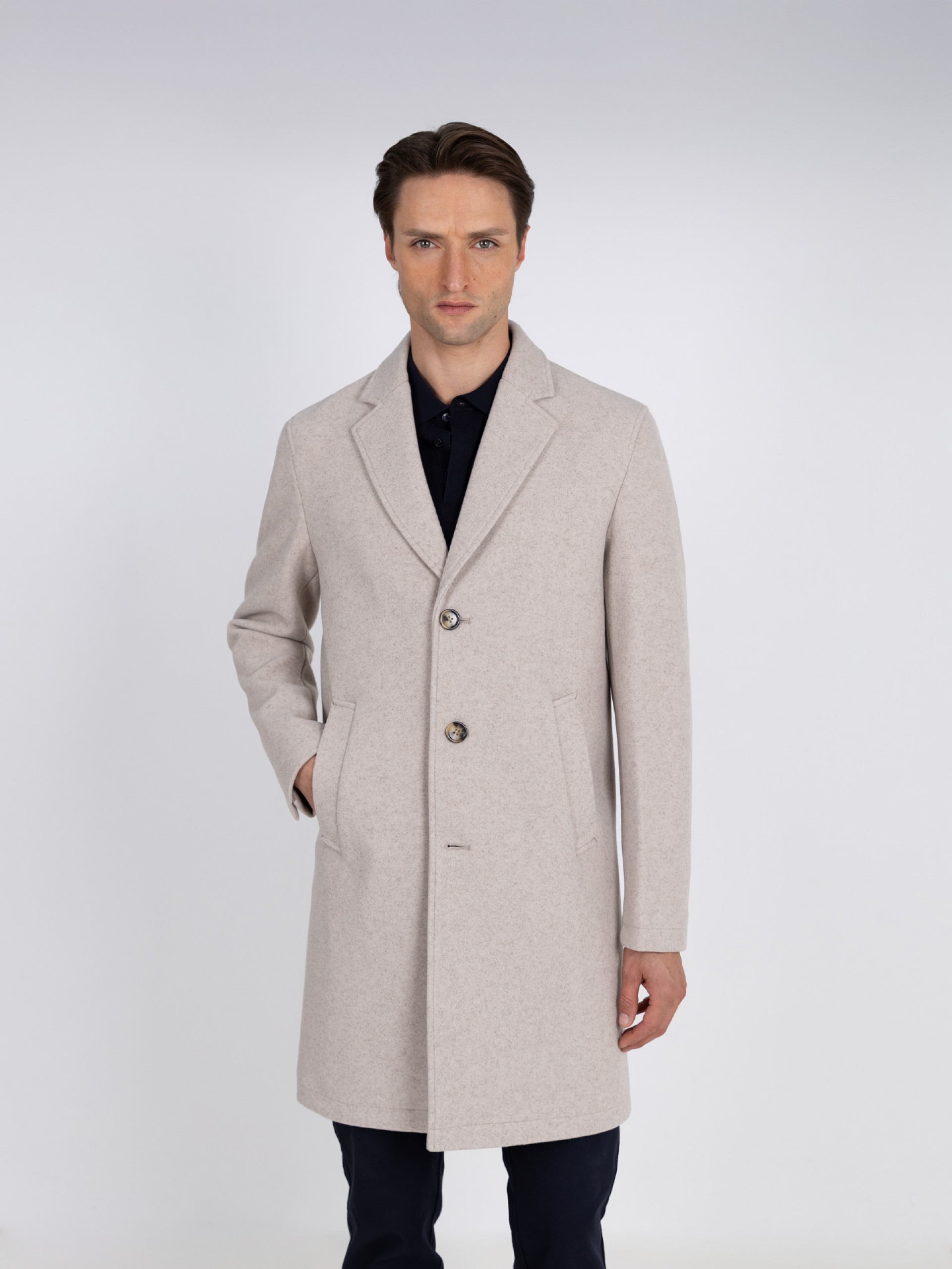 Slim fit overcoat classic lapel