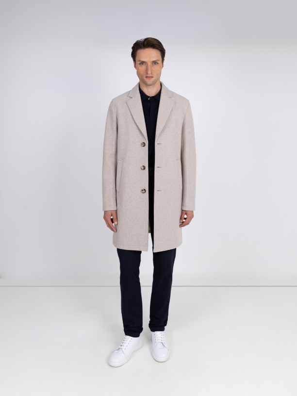 Sobretudo slim fit lapela clssica