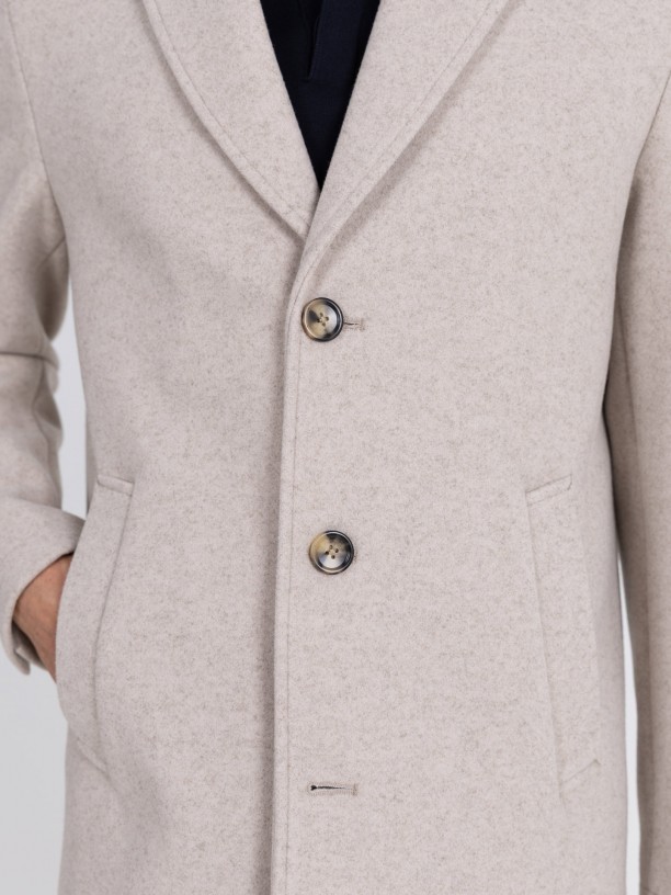 Sobretudo slim fit lapela clssica