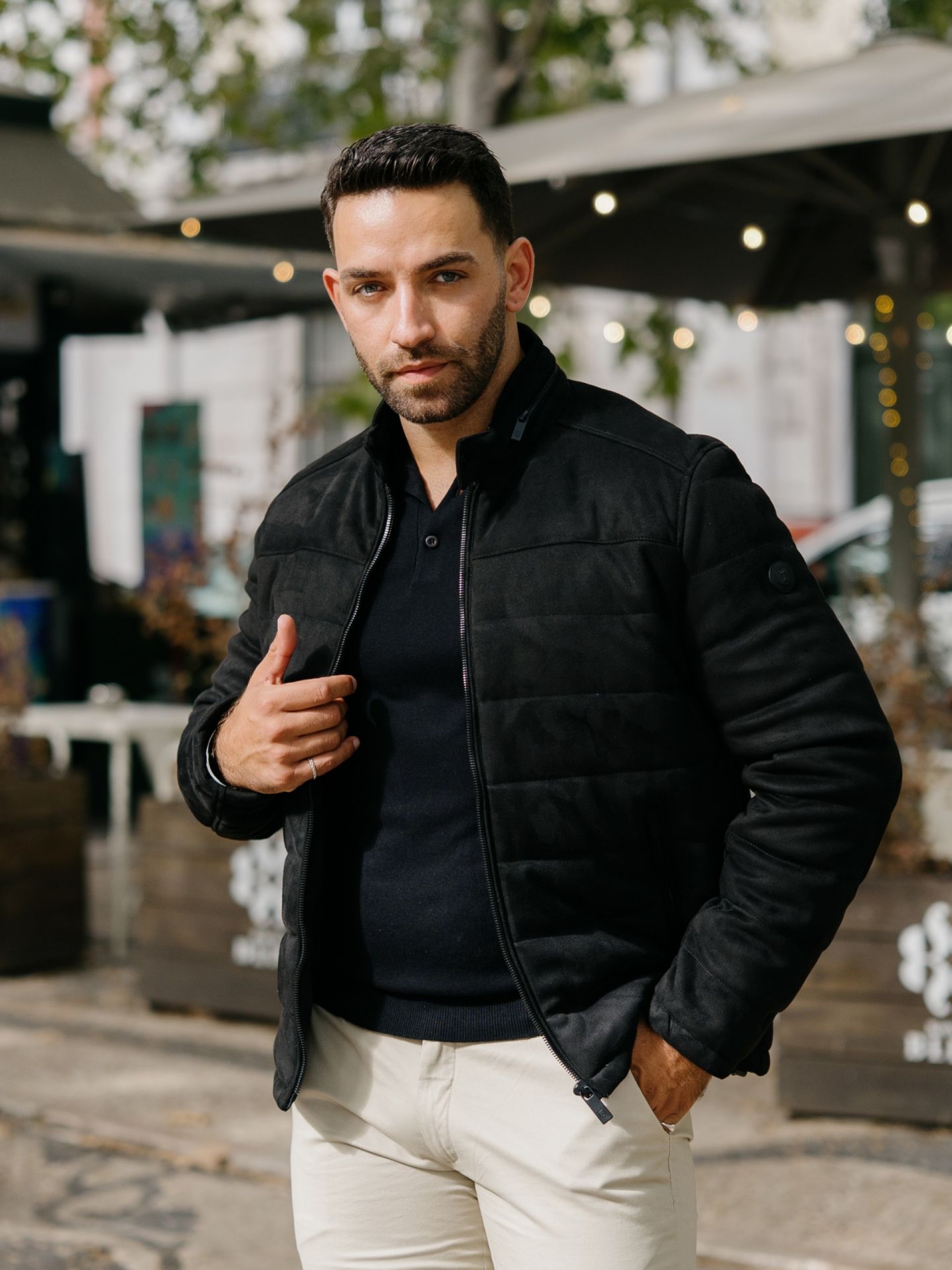 Chaqueta acolchada con efecto ante