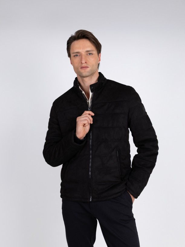 Chaqueta acolchada con efecto ante