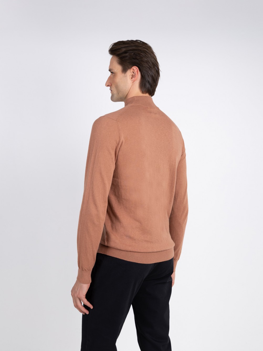 Camisola de meia gola algod�o e caxemira