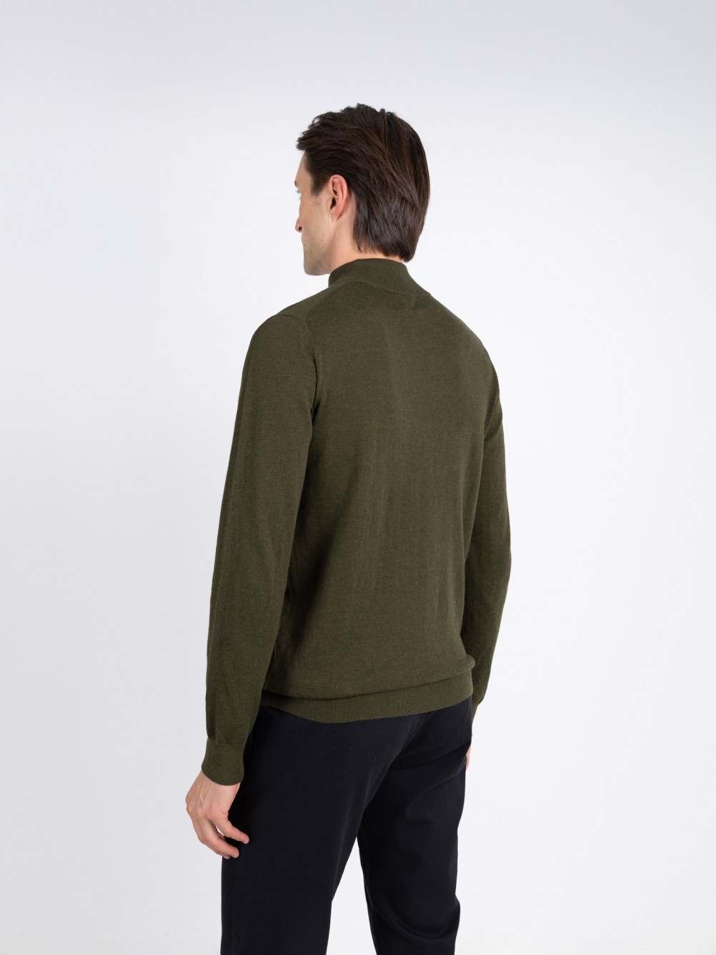 Camisola de meia gola algod�o e caxemira