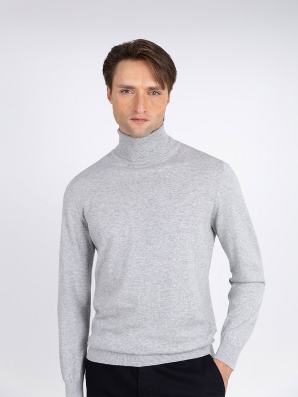Camisola de gola alta algodo e caxemira