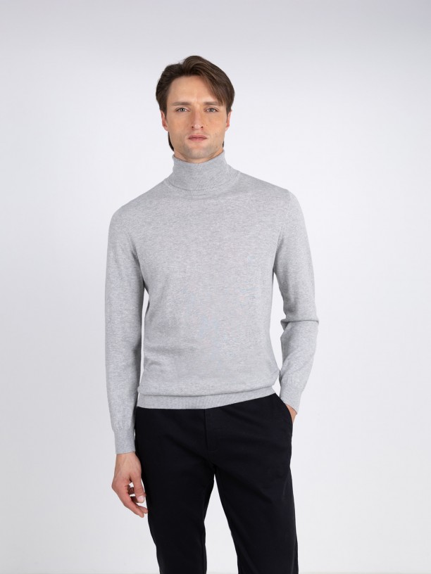 Camisola de gola alta algodo e caxemira