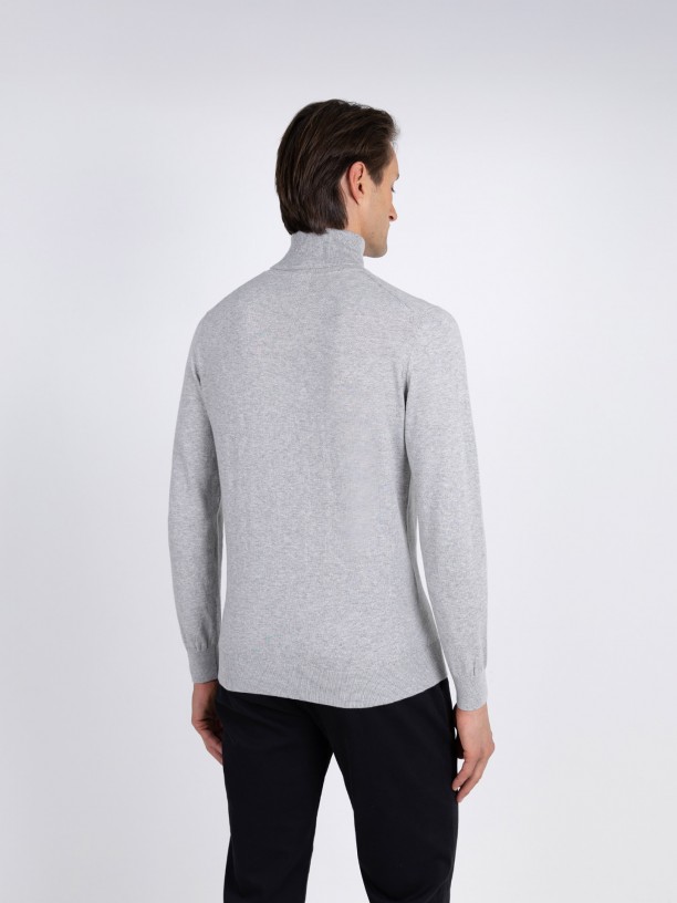 Camisola de gola alta algodo e caxemira