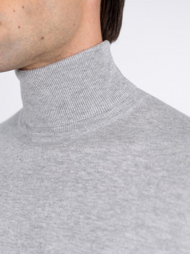 Camisola de gola alta algodo e caxemira