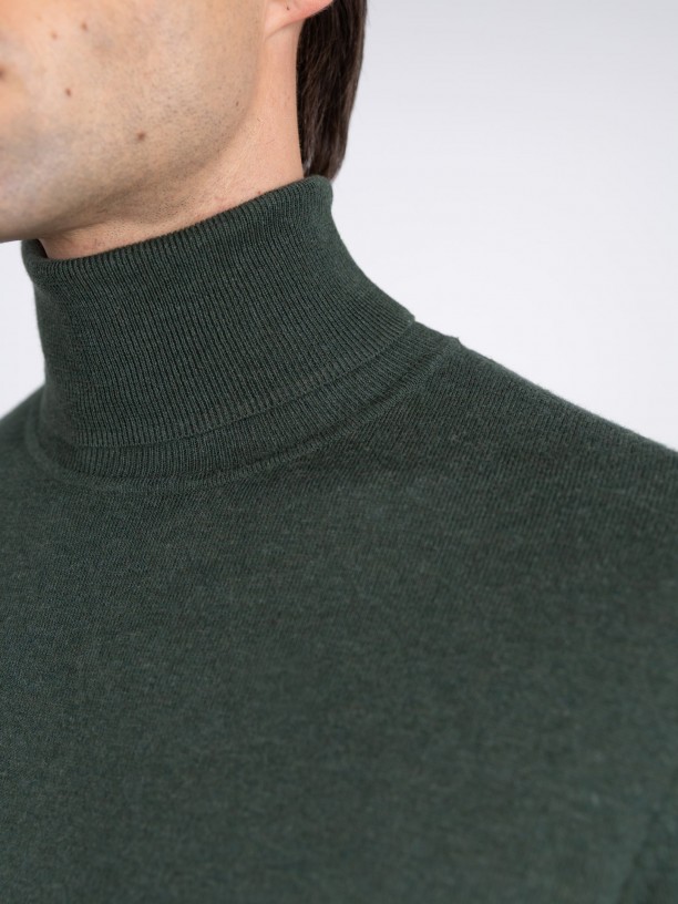 Camisola de gola alta algodo e caxemira