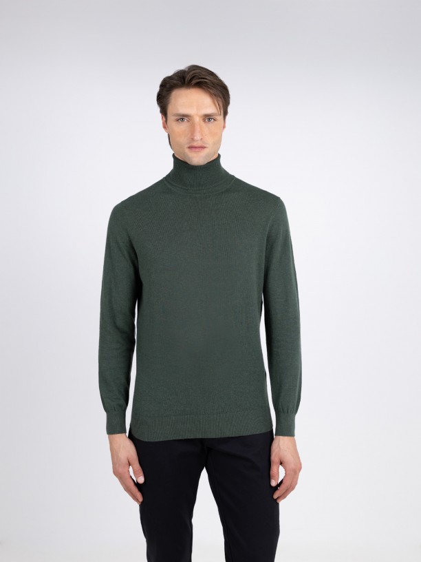 Camisola de gola alta algodo e caxemira