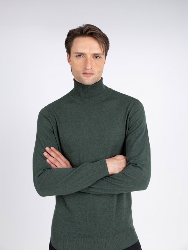 Camisola de gola alta algodo e caxemira