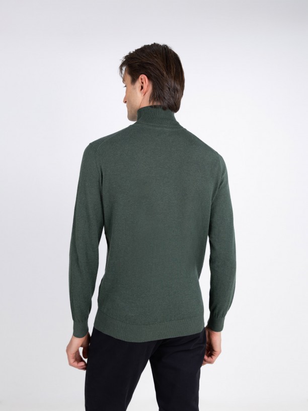 Camisola de gola alta algodo e caxemira