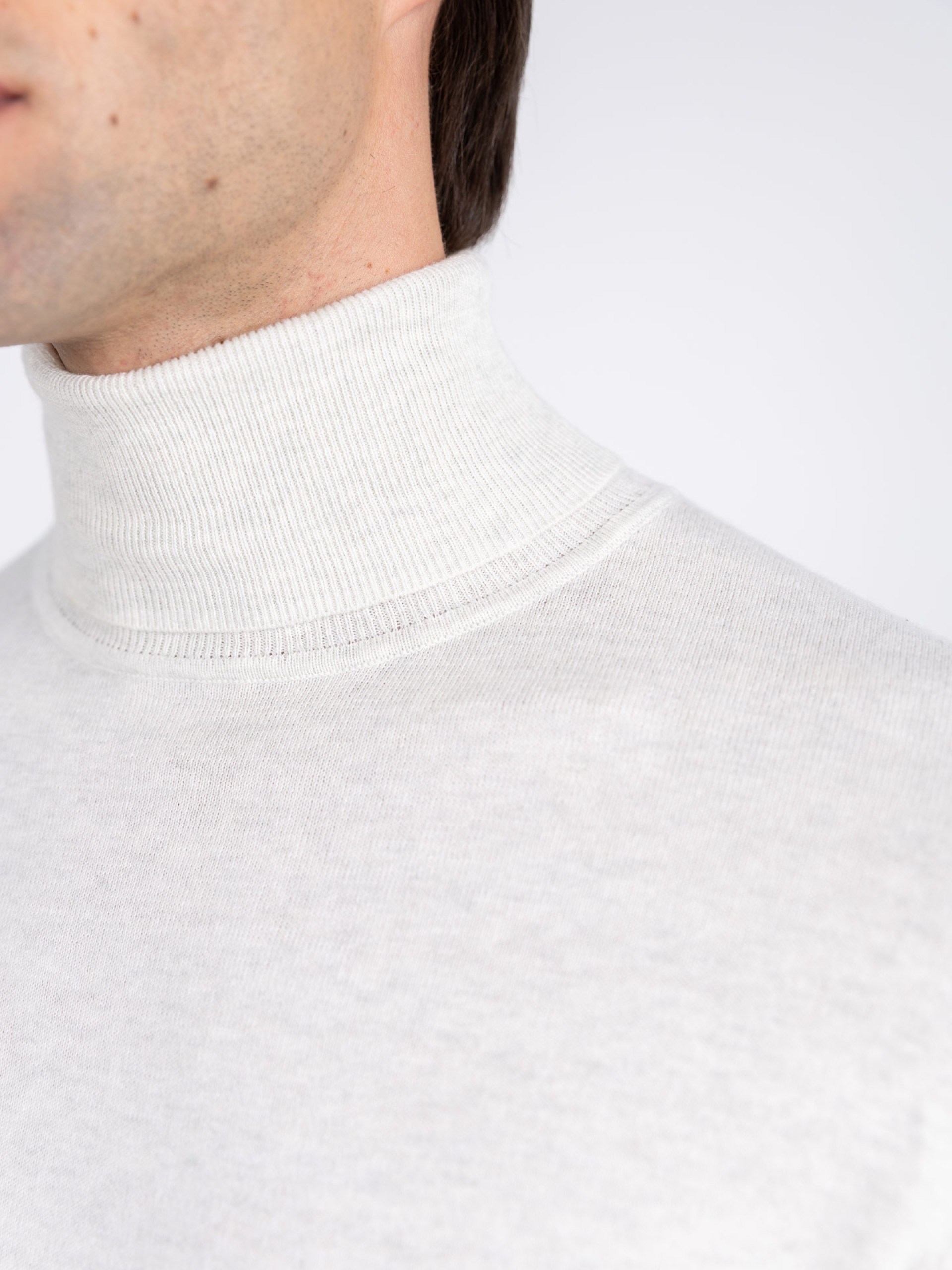 High neck cotton cashmere sweater