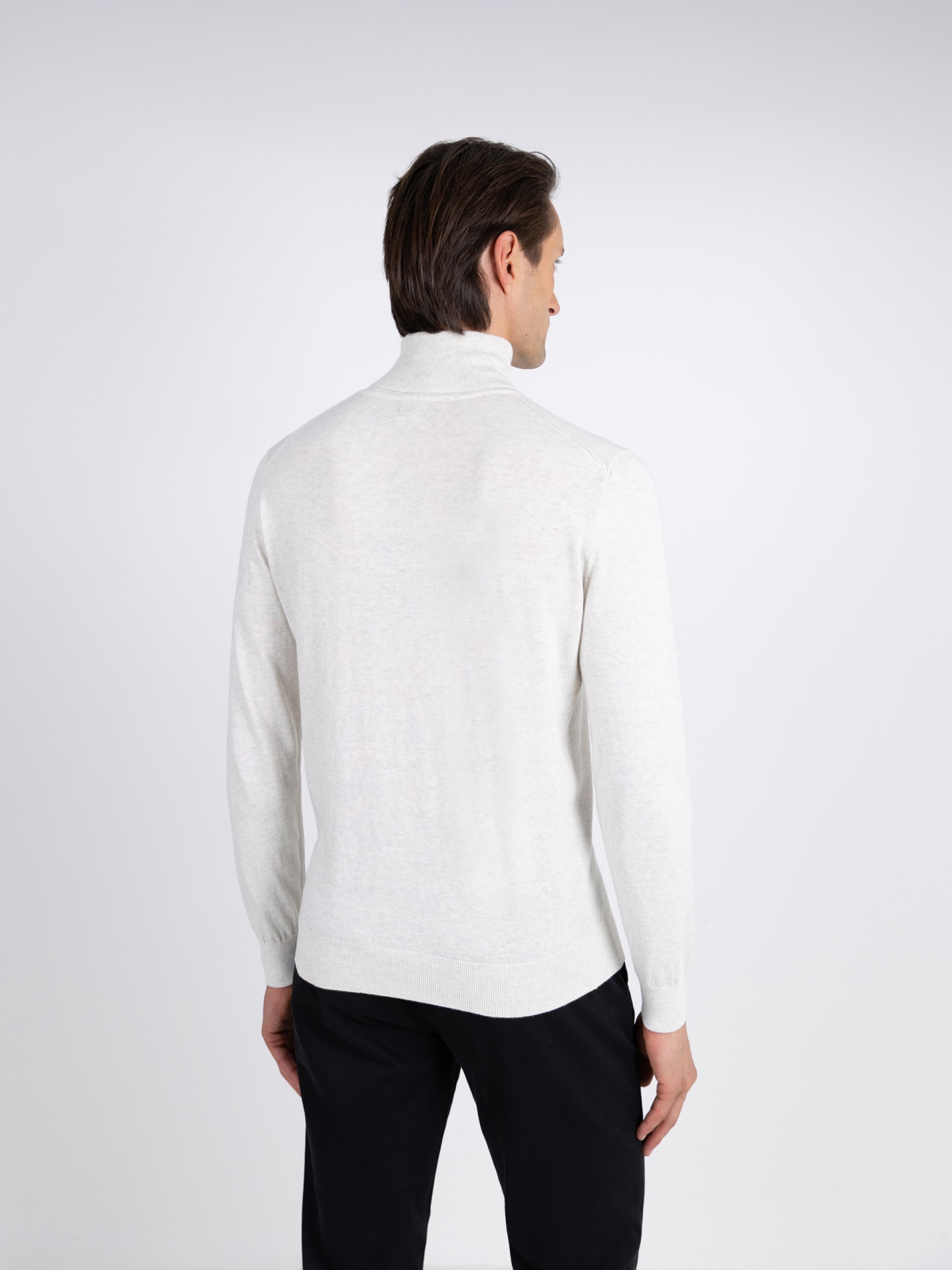High neck cotton cashmere sweater