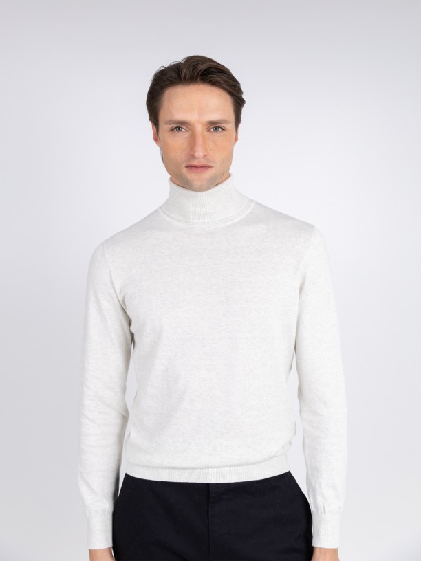 Camisola de gola alta algodo e caxemira