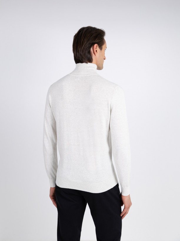 Camisola de gola alta algodo e caxemira