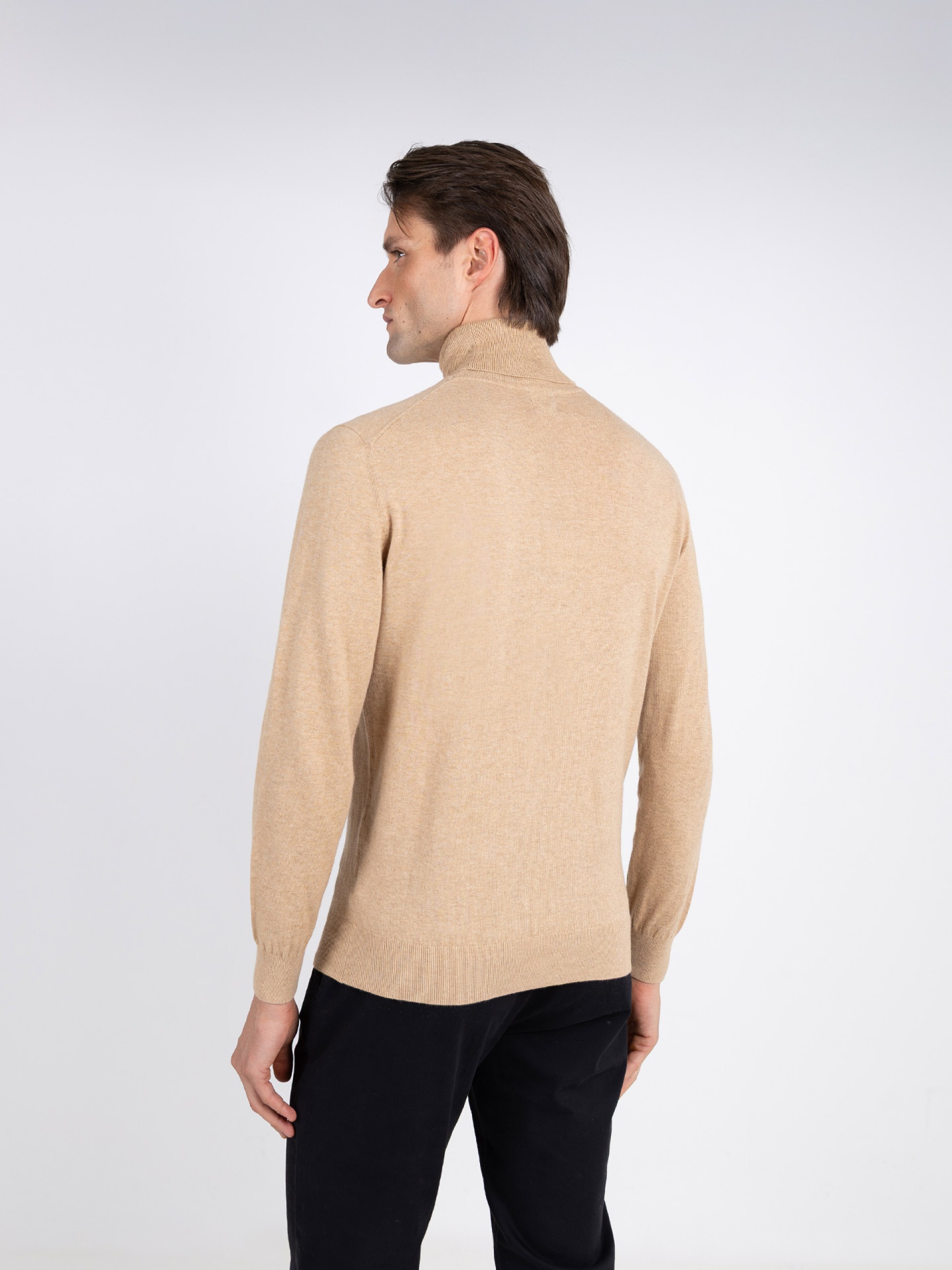High neck cotton cashmere sweater