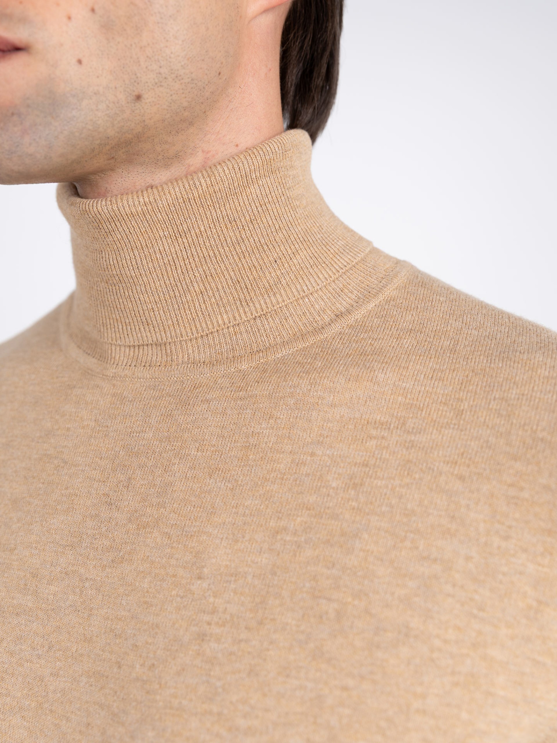 High neck cotton cashmere sweater