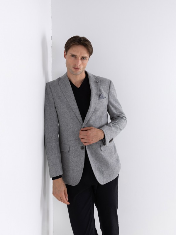 Blazer casual liso con lana