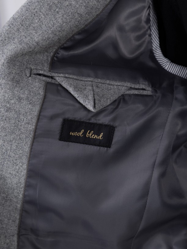 Blazer casual liso con lana Blazer casual liso con lana