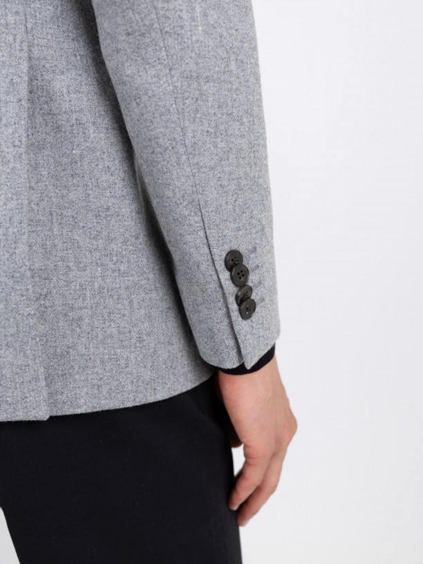 Blazer casual liso con lana Blazer casual liso con lana