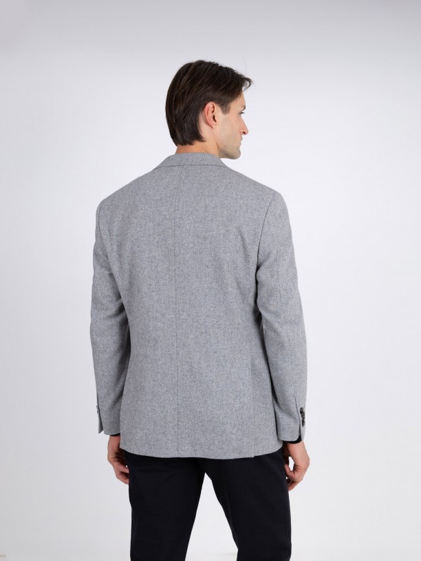 Blazer casual liso con lana Blazer casual liso con lana
