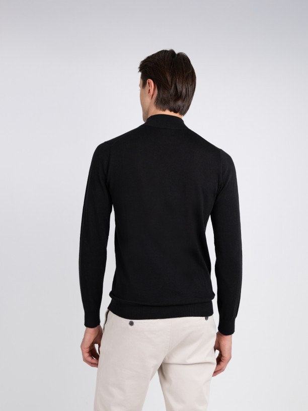 Camisola de meia gola algodo e caxemira