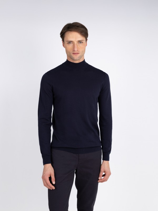 Camisola de meia gola algodo e caxemira