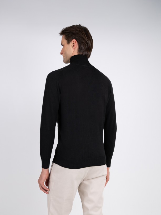 Camisola de gola alta algodo e caxemira