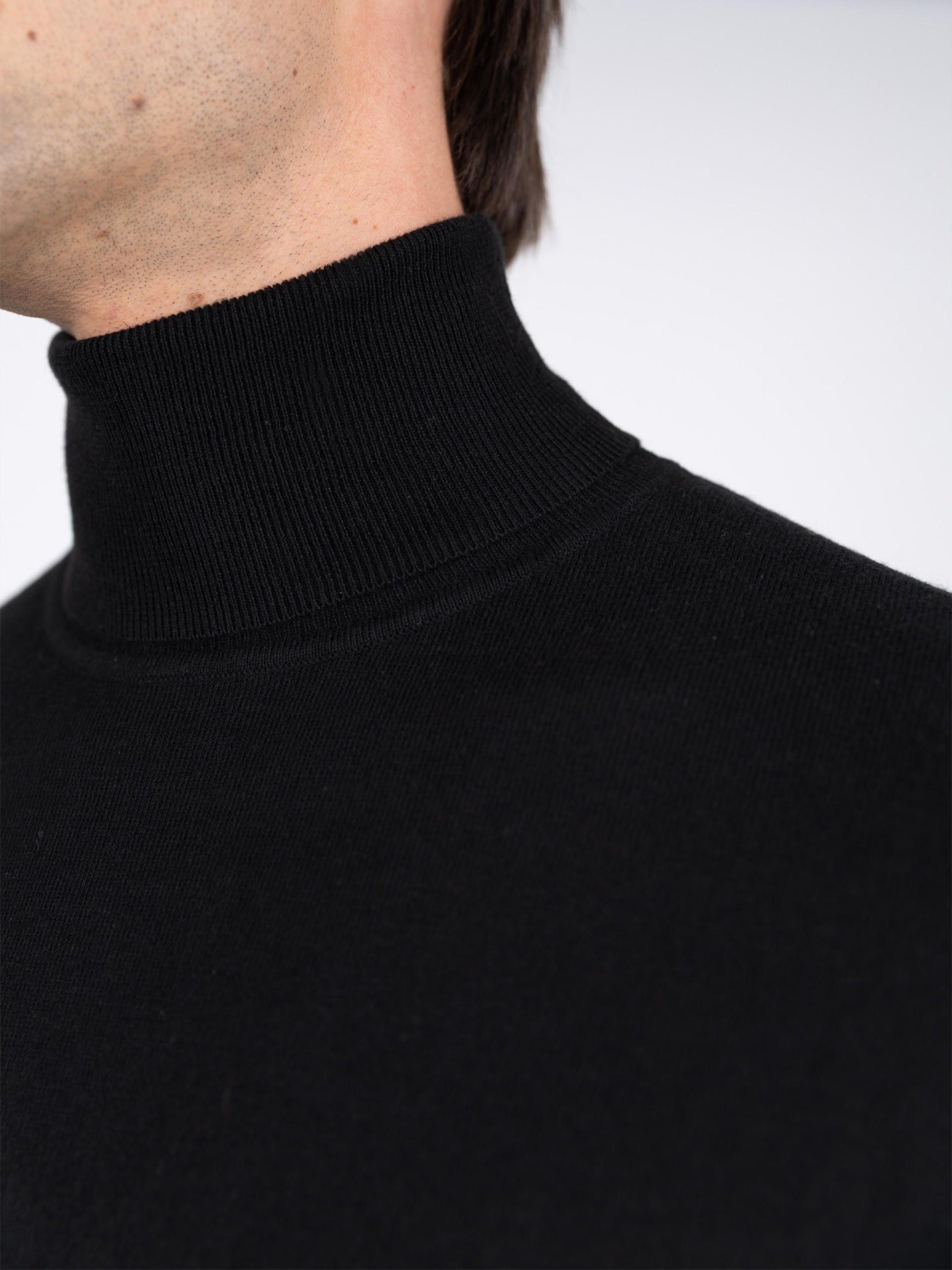 High neck cotton cashmere sweater