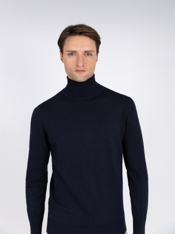 Camisola de gola alta algodão e caxemira Camisola de gola alta algodão e caxemira