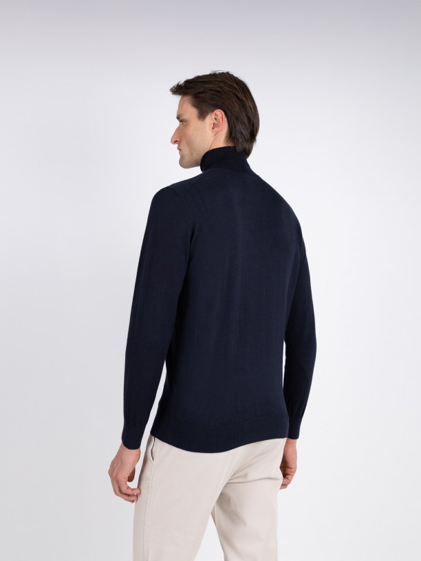 Camisola de gola alta algodo e caxemira
