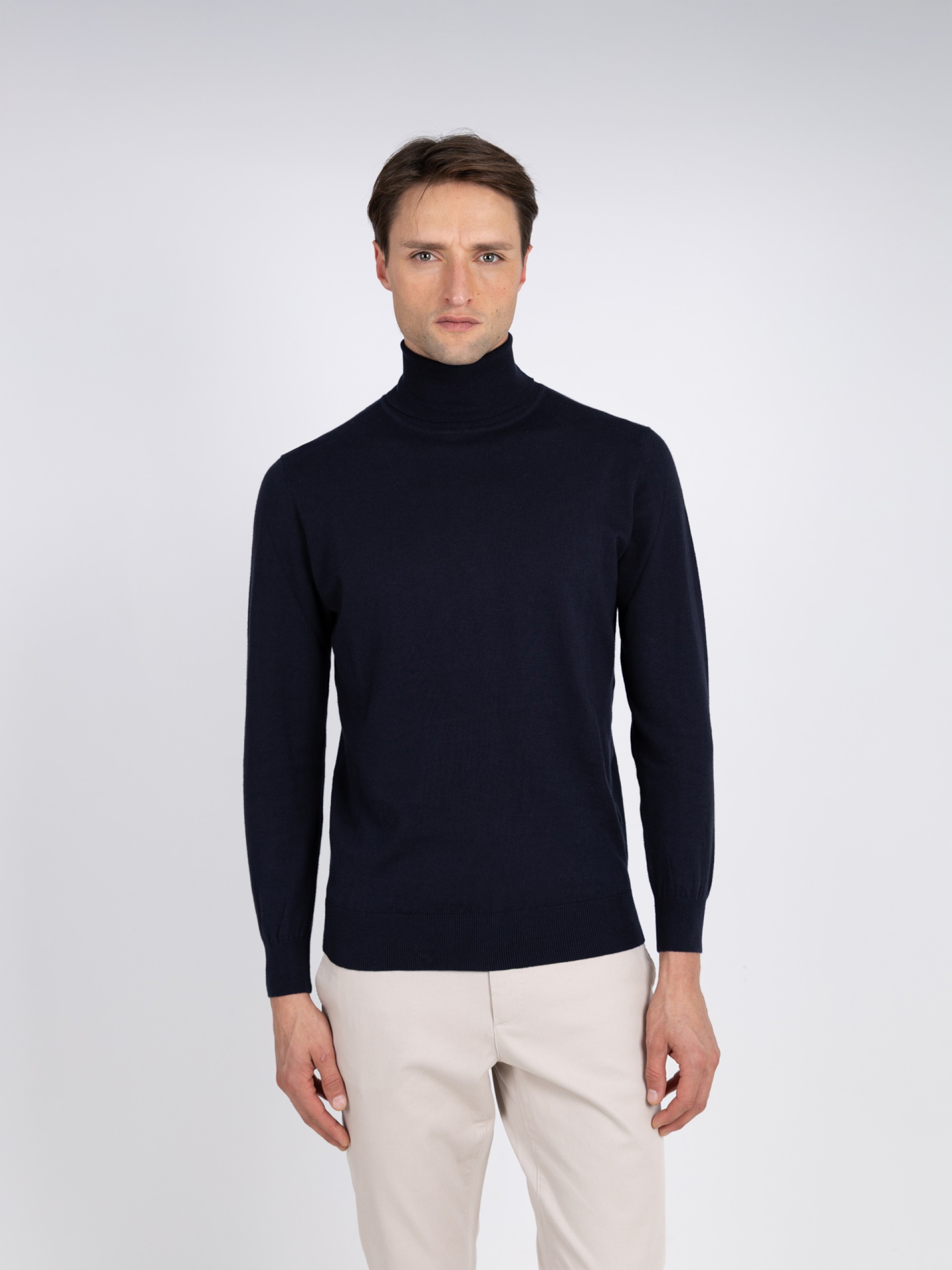 Camisola de gola alta algodão e caxemira