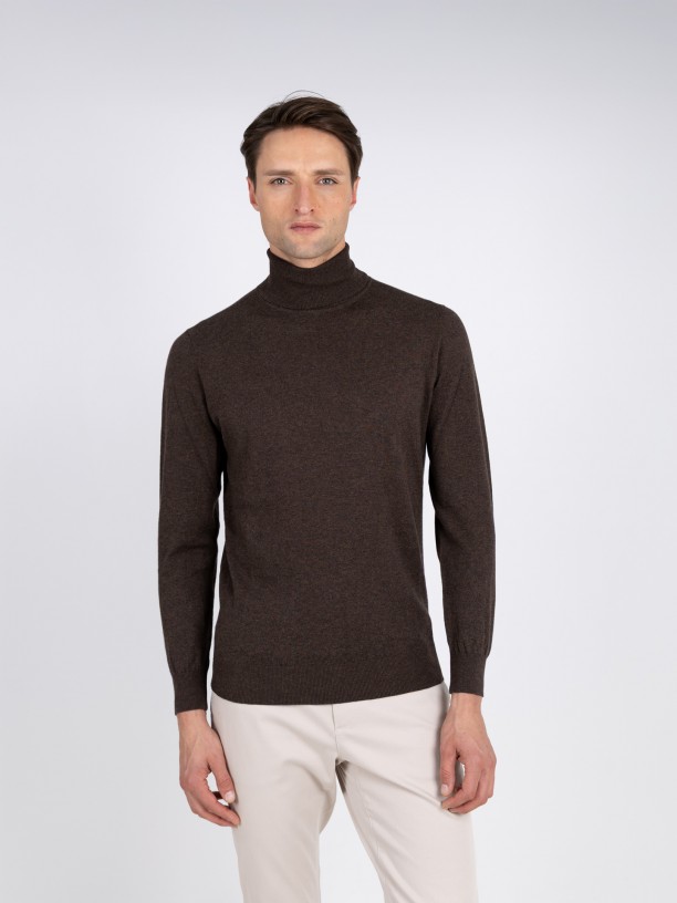 Camisola de gola alta algodo e caxemira