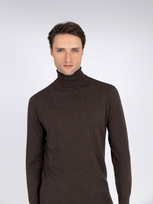 Camisola de gola alta algodo e caxemira