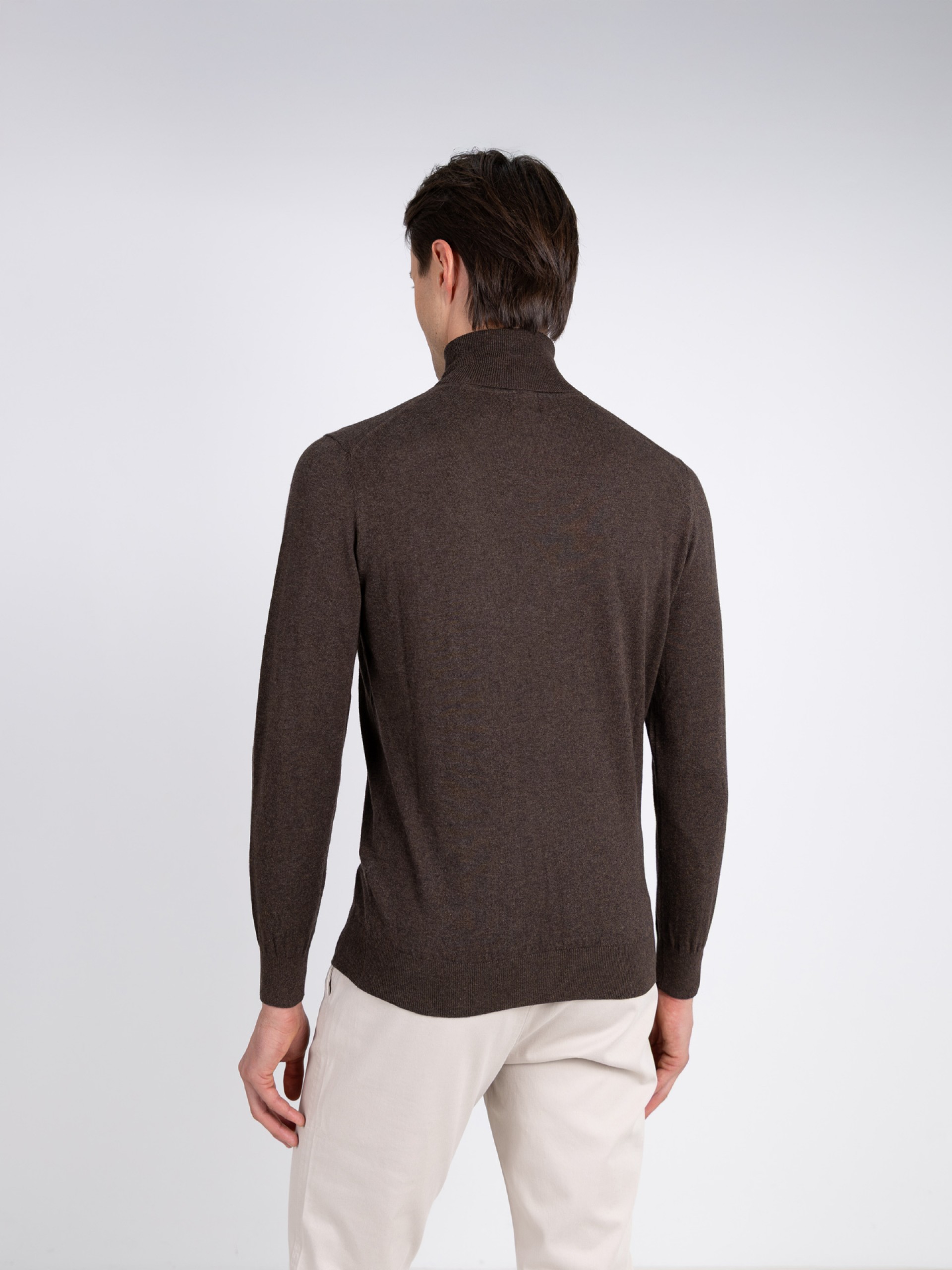 High neck cotton cashmere sweater