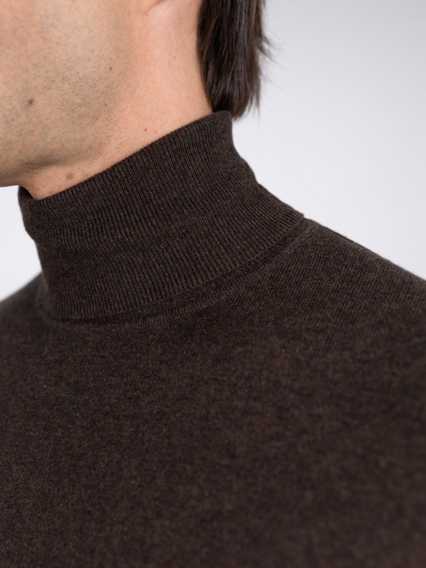 Camisola de gola alta algodo e caxemira