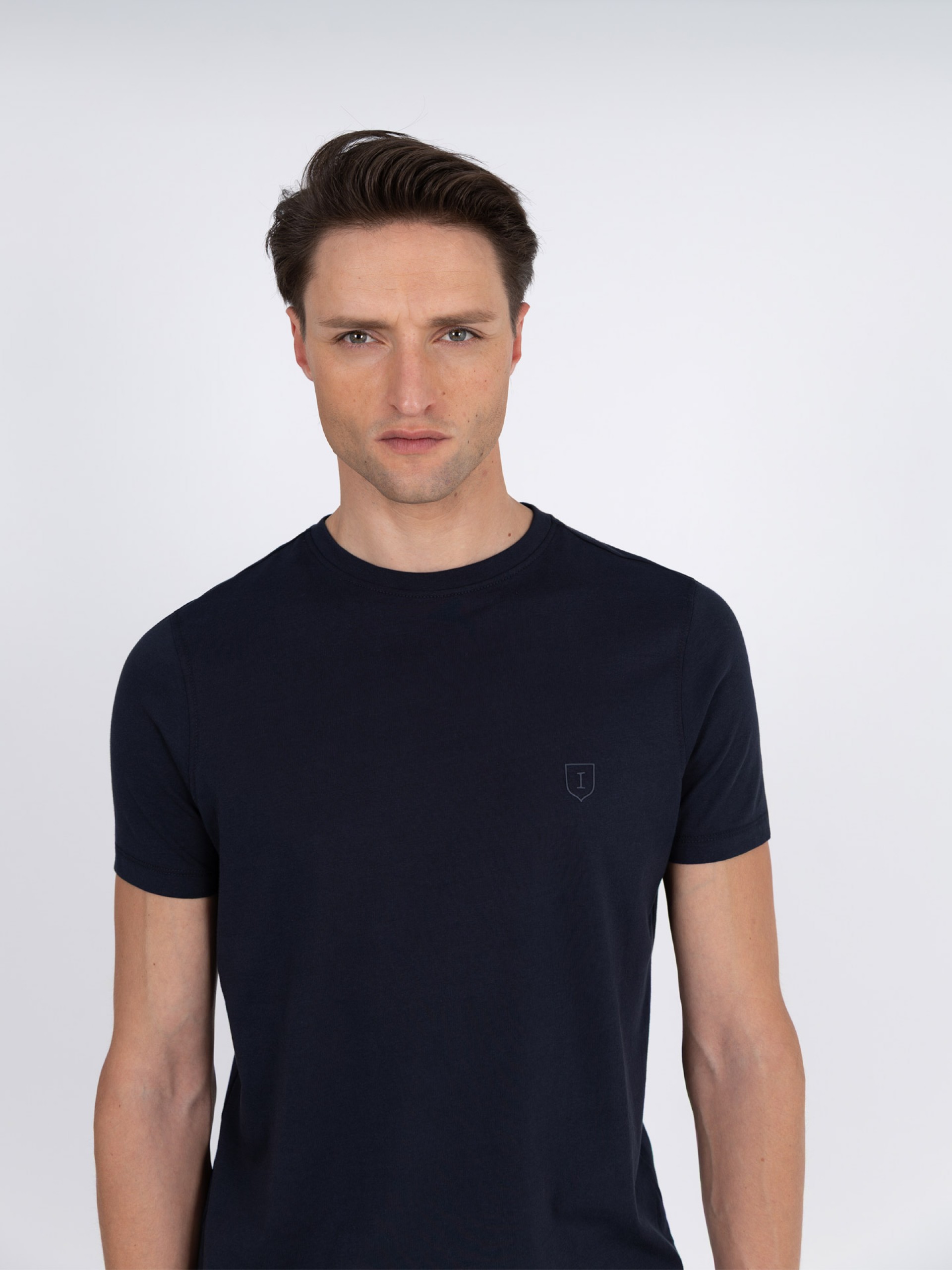 Cotton plain t-shirt round collar
