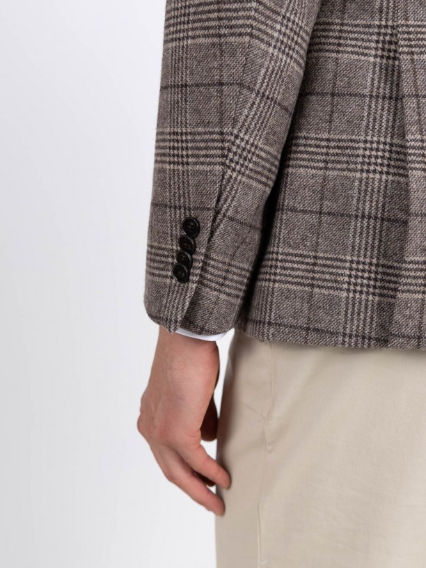 Blazer de lã com padrão xadrez Blazer de lã com padrão xadrez