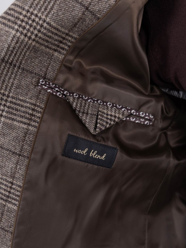 Blazer de lã com padrão xadrez Blazer de lã com padrão xadrez