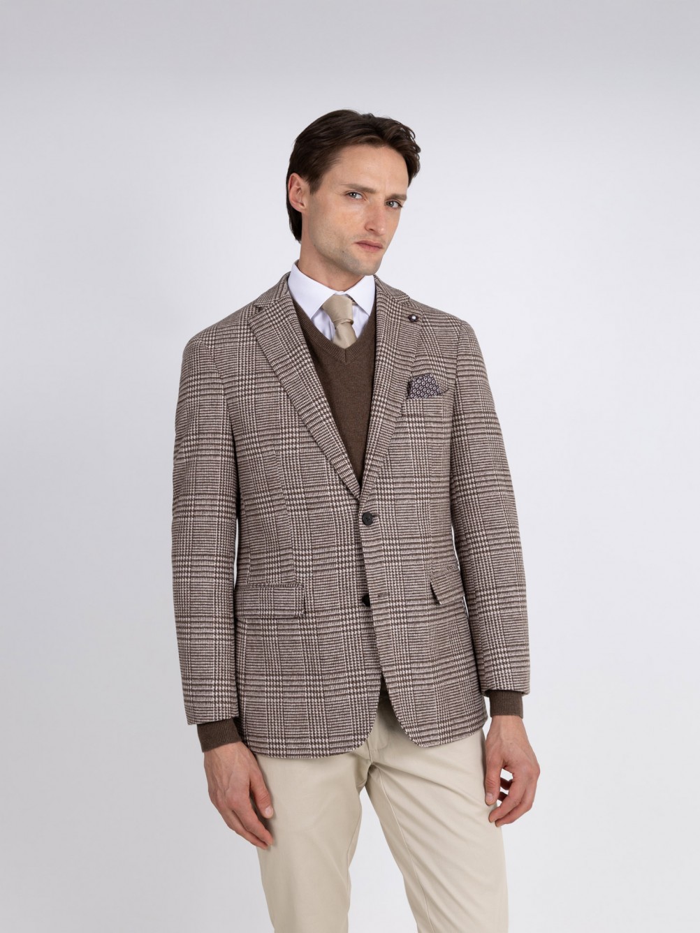 Wool blazer with a checked pattern