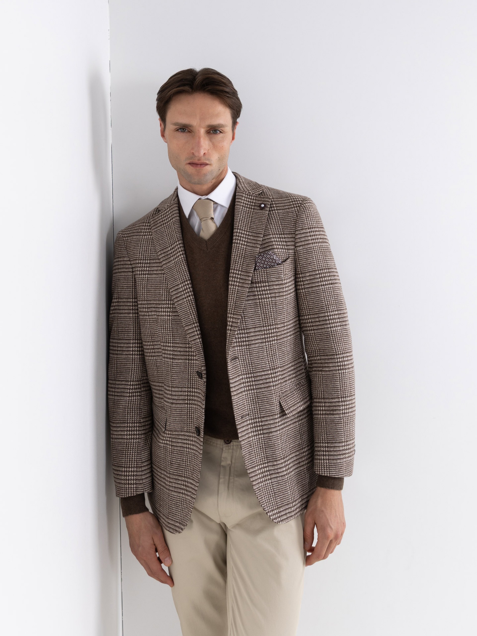 Wool blazer with a checked pattern