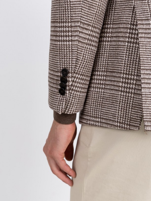 Wool blazer with a checked pattern