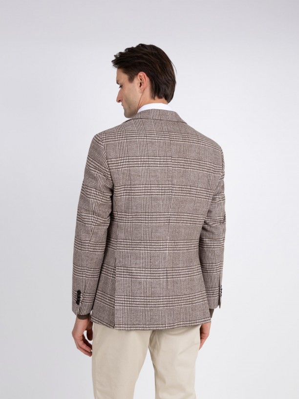 Wool blazer with a checked pattern