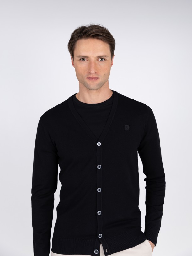 Plain knit cardigan